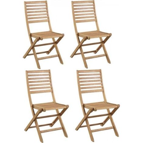 Lot de 4 chaises de jardin pliantes en Acacia FSC - 47 x 57,5 x H.89,5 cm (1/5)