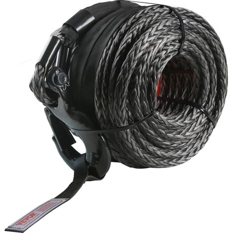 VEVOR Corda per Verricello 9,5 mm x 30,5 m Cavo Sintetico 117,9 kN con Guaina Protettiva Gancio per Verricello Forgiato Cinghia di Trazione per SUV Fuoristrada Camion, Cavo Sintetico per Verricello (1/5)