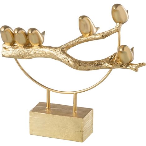 Statuette sur Socle "Oiseaux sur Branche" 35cm Or (1/4)