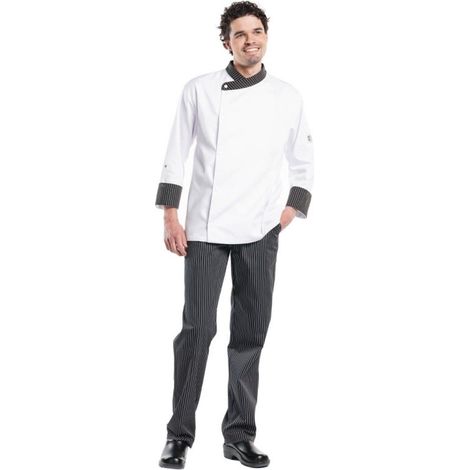 Pantalon de cuisine mixte Chaud Devant Ligne Noir rayé noir et blanc 48