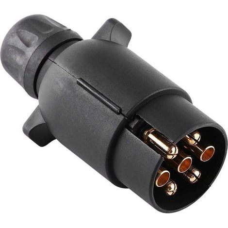 Prise de remorque à 7 broches, prise de remorque électrique 12 V, adaptateur de connecteur de câblage à 7 pôles en plastique de type N (noir) (1/5)