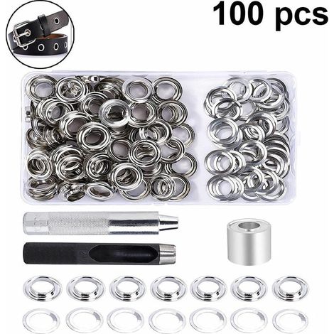 Ösen-Werkzeugsatz, Ösenzangen-Set, 12 mm Unterlegscheibenösen und 100 Lasso-Ösen, Ösen mit Aufbewahrungsbox für Lederplanenvorhänge, Poolabdeckungen (1/4)