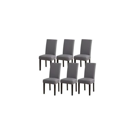 Lot de 6 housses de chaise extensibles gris fumé, amovibles et lavables, protection intégrale (1/5)