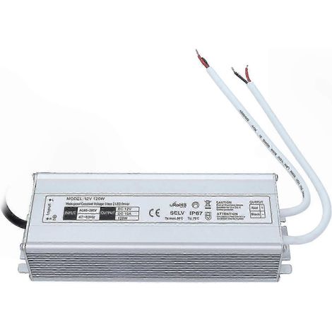 Alimentation LED étanche IP67 120 W AC85-265 V, prise UE, sortie 12 V 0-10 A, transformateur adaptateur de tension constante