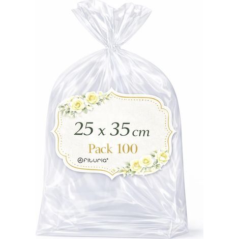Ofituria Sacchetti Cellophane Trasparenti 25 x 35 cm, Sacchetti Trasparenti grandi per abbigliamento e libri, buste Trasparenti per regali e packaging, ideali per negozi 1 Pack (100 Sacchetti) (1/5)
