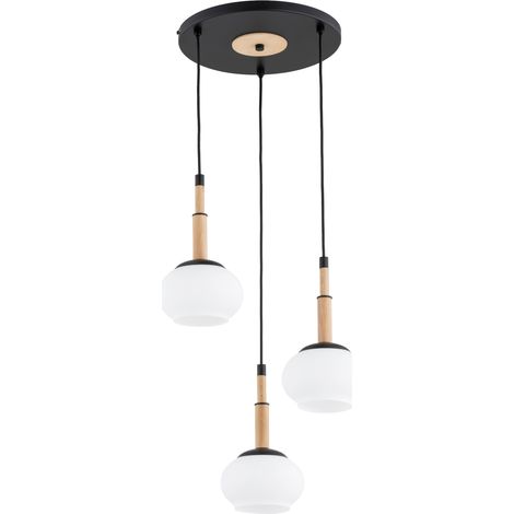 Suspension scandinave noir/blanc bois 3xE14 CERES Alfa (1/2)