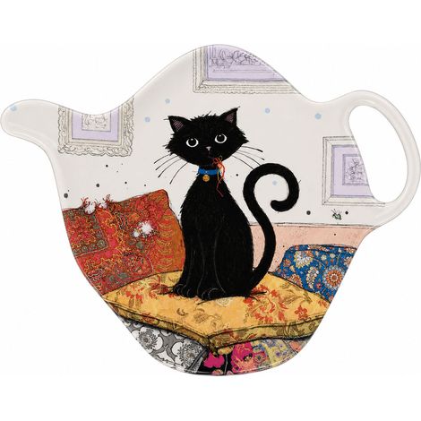 Repose-sachet de thé chat noir en mélamine