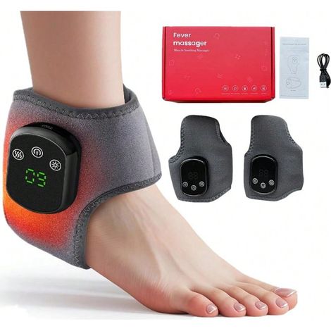 Masseur de pieds sans fil, masseur de cheville avec chauffage, coussin chauffant pour cheville, masseur triple fonction 3 en 1 pour cheville, bandage chauffant pour neuropathie, pétrissage shiatsu cha (1/4)