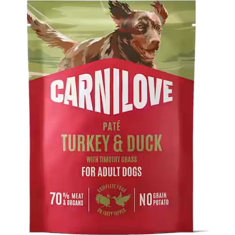 Cibo umido per cani Carnilove, paté di tacchino e anatra, bustina da 300 g (1/4)