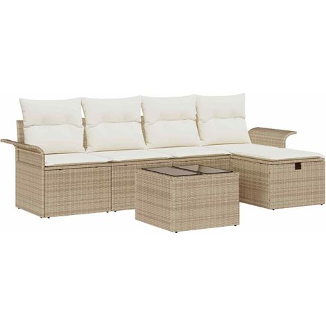 Maison Exclusive - Garten-Sofa-Set mit Kissen mit Speicher 6 pcs