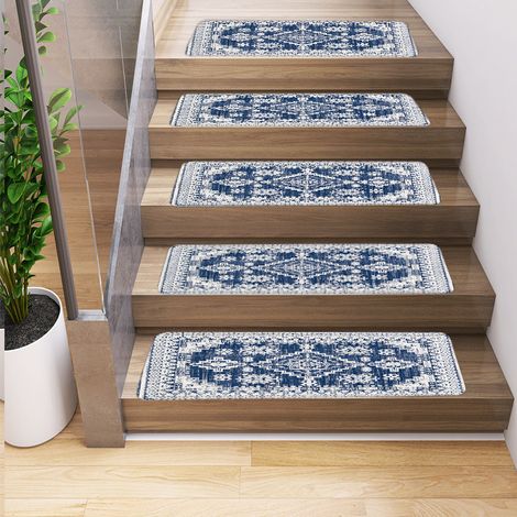 Lot de 5 tapis d'escalier antidérapants, tapis de sol, tapis d'escalier, tapis d'escalier d'intérieur, tapis d'escalier de bord, 76 x 20 cm (1/5)