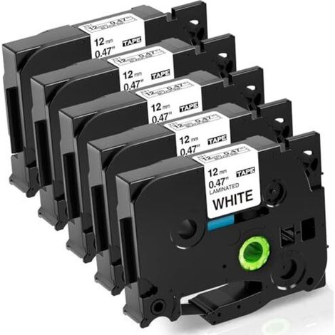 Cassette compatible TZe-231 12 mm, avec ruban Brother P-touch TZ Tze231 12 mm 0,47 laminé blanc. Compatible avec les étiqueteuses Brother P-touch PT-H110LB, PT-H107, H100R, E100, D410, D210 et H105. (1/5)