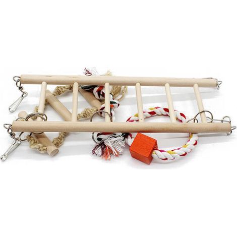 1 jouet pour perroquet : filet d'escalade, échelle suspendue, pont, décoration à mâcher pour cage d'ara, accessoires pour animaux de compagnie