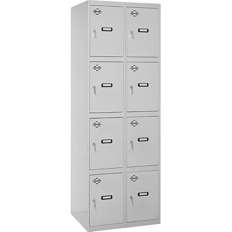 SimonRack Armadietto Spogliatoio Metallico 8 Ante, 2 Moduli, 1800x600x500 mm, Serratura con Chiave e Areatori, Grigio armadietto - Simonlocker