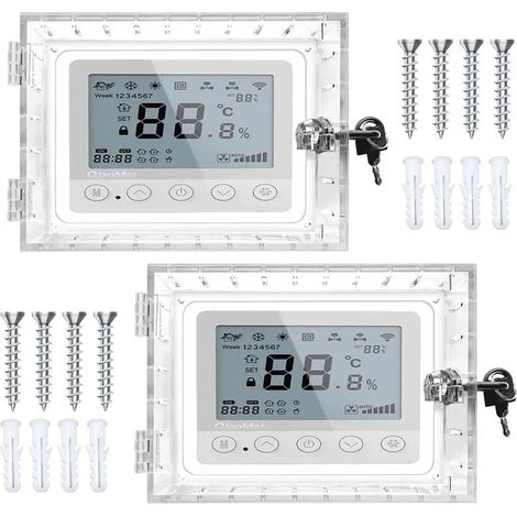 Boîte de verrouillage thermostat universelle avec clé, couvercle transparent acrylique 20x12x5,7cm – Lot de 2, protection anti-altération (1/5)