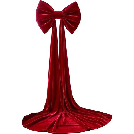 Grand nœud décoratif de Noël (50 cm x 1,80 m) – Nœud rouge pour vitrines, cheminées et décorations de fêtes (1/5)