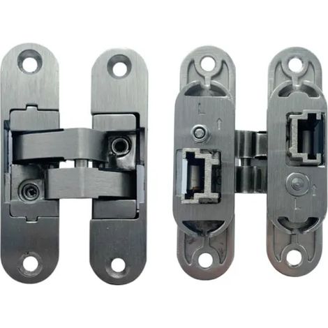 Charnière Invisible Gauche Zamac Satiné Réglable 3 Dimensions 95x23/6 - Secury-T (1/3)