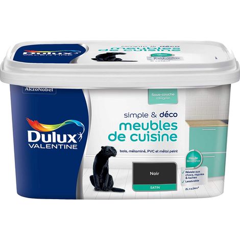 Peinture intérieure de Rénovation - Pour vos meubles de cuisine en bois, mélaminé, PVC, métal peint - Couleur : Noir Satin - 2L - 5330484 (1/5)