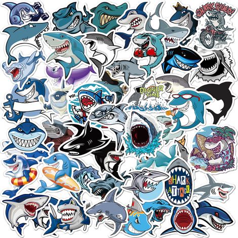 Sticker Animal Marin - Vinyle Étanche 50 Pièces 4 à 10 cm - Pour Ordinateur Portable Bouteille Eau Téléphone Skateboard Valise Guitare - 50 Pièces (1/5)