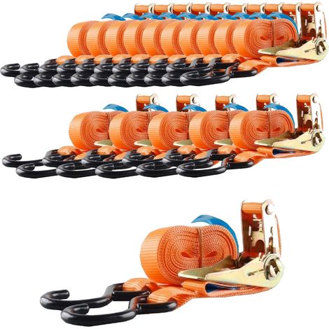 15x Spanngurt Ratschen Zurrgurt 5m 800kg 0,8t 0,8to ORANGE 2tlg (1/2)