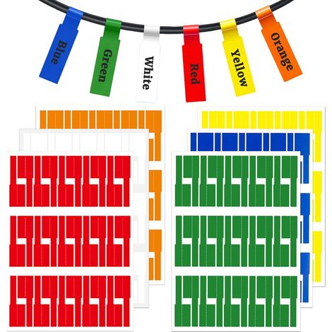 180PCS Étiquettes de Câble, Étiquettes à Code-Couleur, Marqueurs Electriques, Inscription indélébile pour la Gestion des Câbles Réseau Domestique et de Bureau (1/5)