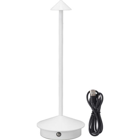 Lámpara de mesa inalámbrica recargable de hierro, diseño triangular blanco con 3 temperaturas de color y luz regulable – Ideal para escritorio y hogar (1/5)