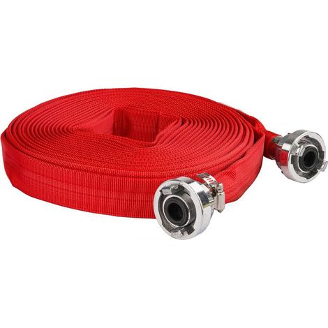 Tuyau d'incendie plat 1" – 20 m – 8 bar – Raccords rapides pour fosses septiques et eaux usées – Résistant aux températures extrêmes – Powermat (1/4)