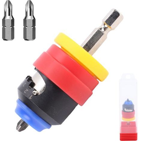 Depth adapter for plasterboard screws - 7 levels, 1/4" magnetic bit, limiter, for plywood (1/5)