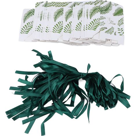 Lot de 50 boîtes cadeaux en papier vert élégant, sachets à bonbons sobres pour mariages et fêtes. (1/5)
