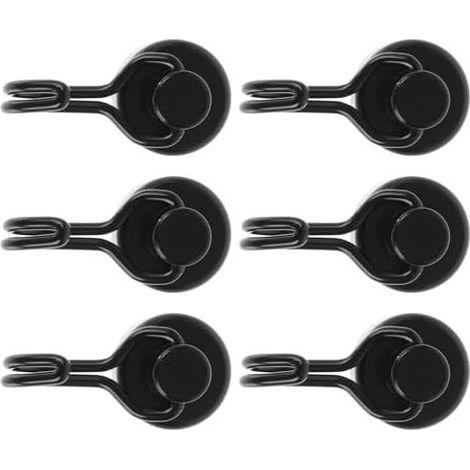 Lot de 6 Crochets Magnétiques Pivotants en Métal Noir pour Rangement Puissant et Polyvalent dans la Cuisine et la Chambre (1/5)