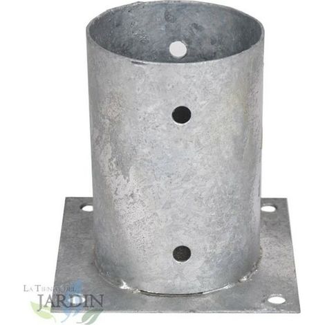 Ancrage métallique rond 10 cm, hauteur 15 cm Support d'ancrage à Visser pour Poteau pour Béton, Clôtures, Gazebos (1/5)