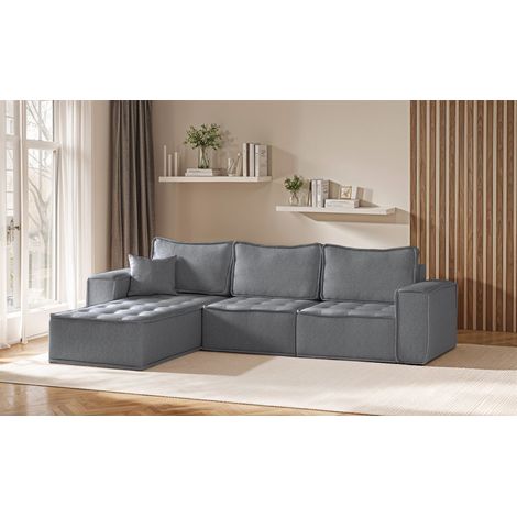 Ecksofa Modulsofa 3-teilig SANDE Stoff Alpine Anthrazit Ottomane Links (1/5)