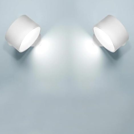 Applique Murale Interieur,2 Pack,Lampe Murale Touch LED avec Port de Charge USB Contrôle Tactile,3 Niveaux de Luminosité Rotatifs 360° Lampe de Chevet pour Chambre à Coucher(Blanc) (1/5)