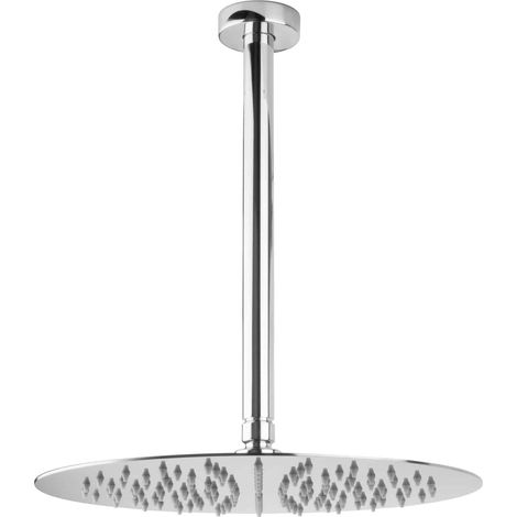 PaulGurkes Douche ronde 30 cm avec ensemble de bras de plafond et pommeau de douche effet pluie