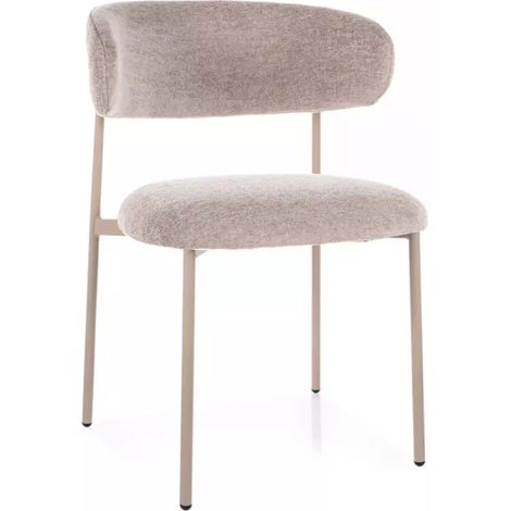Chaise tissu en beige piétement métal cachemire assise rembourrée moderne JONAZ (1/3)