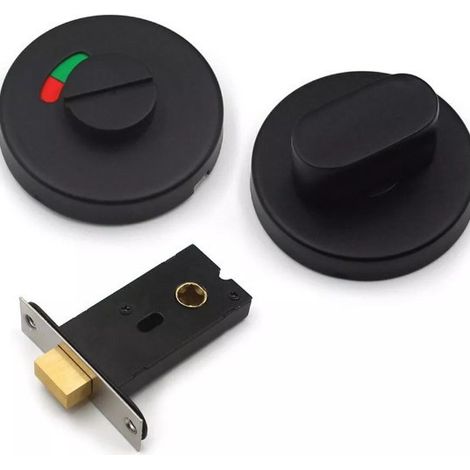 Serrure Ronde pour Cloison de Toilettes, Verrou Indicateur Occupé/Libre sans Poignée, Pêne à Ressort pour Séparateur de WC (1/5)