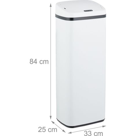 Pattumiera automatica design moderno cucina 70 x 33 x 25 cm apertura senza contatto in acciaio bianco 130016670