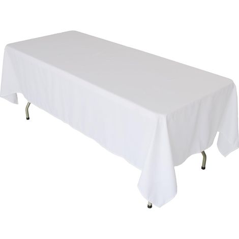 1 Nappe Rectangulaire, Polyester, 150x300 cm, Blanc, Sans Couture, Bord Ourlé, Pour Mariage