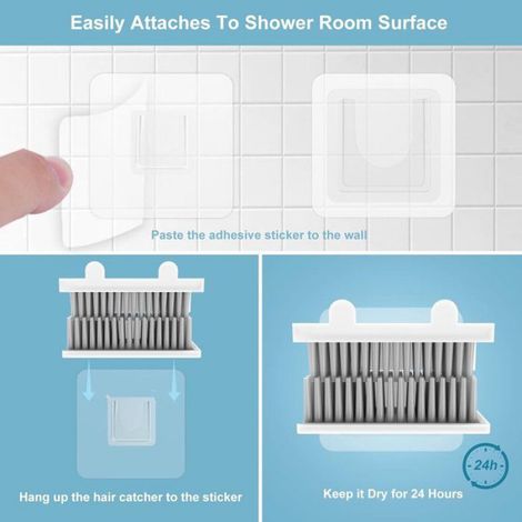 Attrape-Cheveux - Silicone Souple - Pour Borne de Douche et Paroi de Douche - Réutilisable - Blanc (1/5)