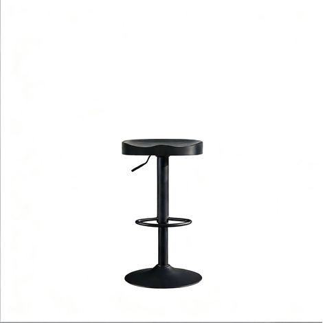 Tabouret de bar pivotant en bois massif et métal, hauteur réglable 60-81 cm, base stable noire (1/5)