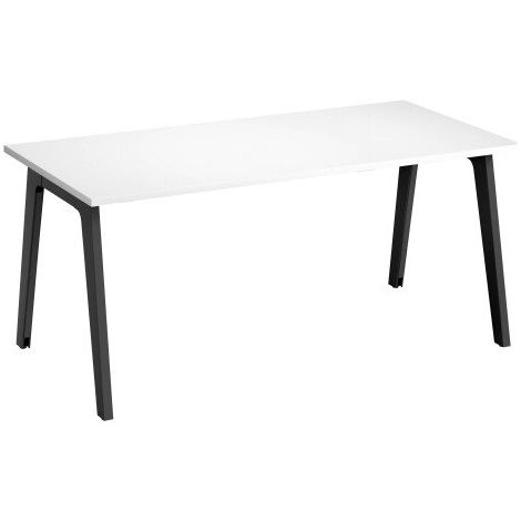 Bureau droit Exprim Arche blanc L 180 cm avec goulotte - Piètement anthracite - Maxiburo