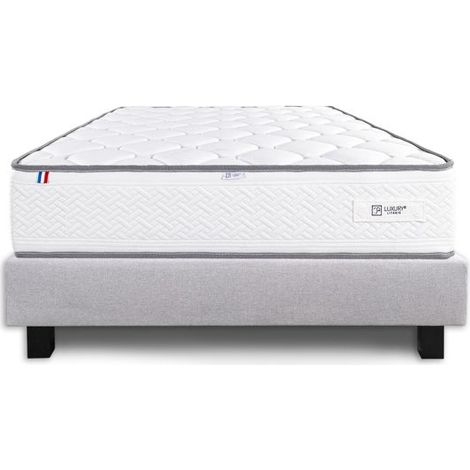 Ensemble Matelas 140x190 cm, Iris, 20 cm, mémoire de forme, ferme, face été/hiver + sommier gris ep20cm