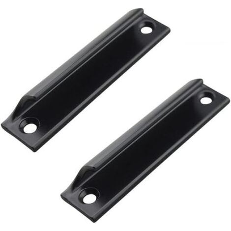 2 pièces poignée de porte intérieure et extérieure en alliage d’aluminium, poignée pour porte de balcon, fenêtre et meuble, fixation avec 4 vis, couleur noire (1/5)