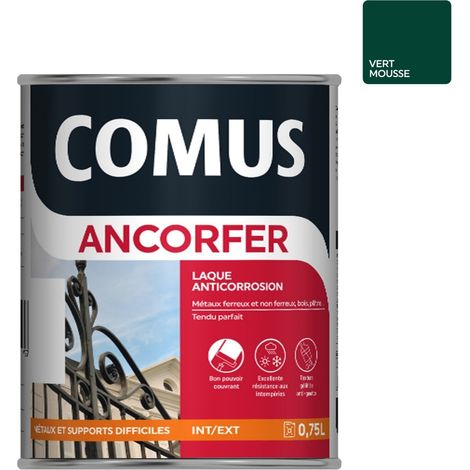 ANCORFER BRILLANT 0.75L Vert mousse - Peinture-laque antirouille pour métaux et autres supports - COMUS
