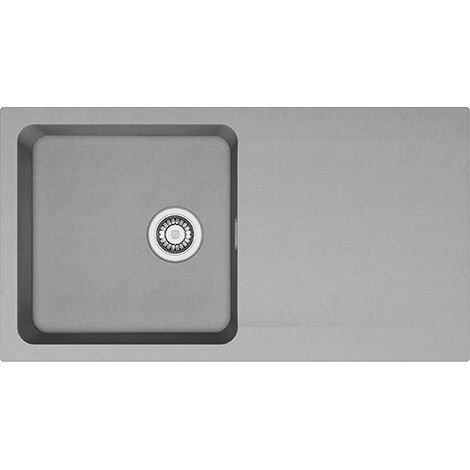Franke – Évier en tectonite 1 bac 94x51 cm – Finition gris – Égouttoir réversible – Montage par le haut – Bonde à panier incluse (1/4)