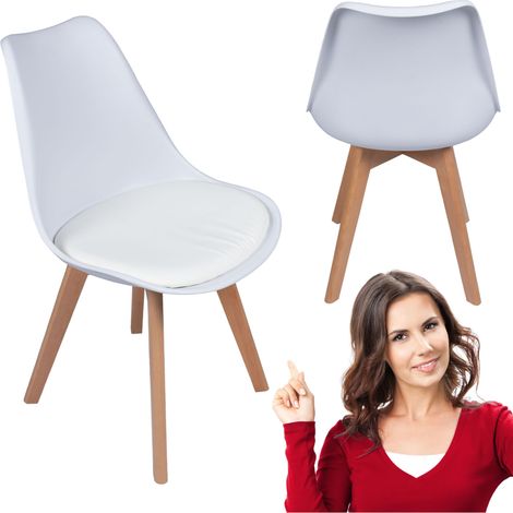 Moderner Sessel mit Kissen im skandinavischen Stil für Wohnzimmer, Esszimmer, Küche, weiß
