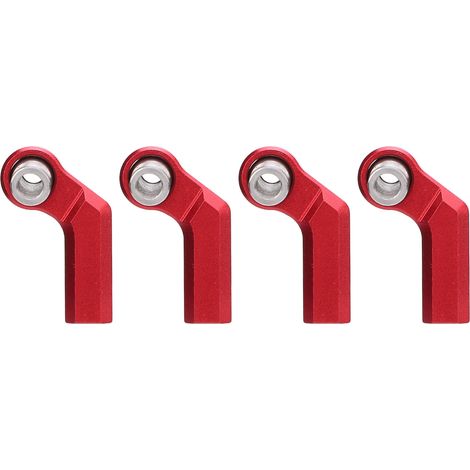 Lot de 4 biellettes de direction RC en alliage, coudées M4, sens horaire, tête à rotule de 7 mm, pour voiture miniature 1/10, rouge. (1/5)