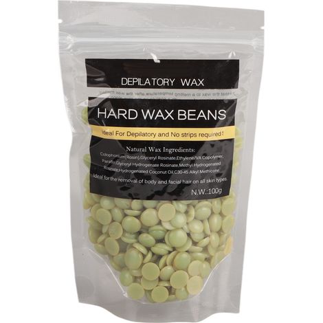 Sachet de 100g - Cire dure épilation sans bande pour jambes et bras - Fèves à épiler au thé vert (1/5)