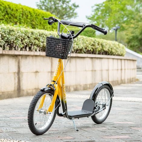 Trottinette pour enfants, réglable en hauteur, antidérapante, cadre en acier, panier amovible, freins, pneus en caoutchouc (1/5)