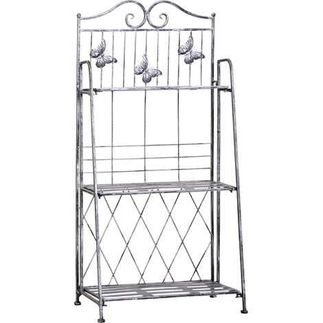 Estantería para plantas de metal de 3 niveles gris plateado 44 x 25 x 96 cm (1/5)